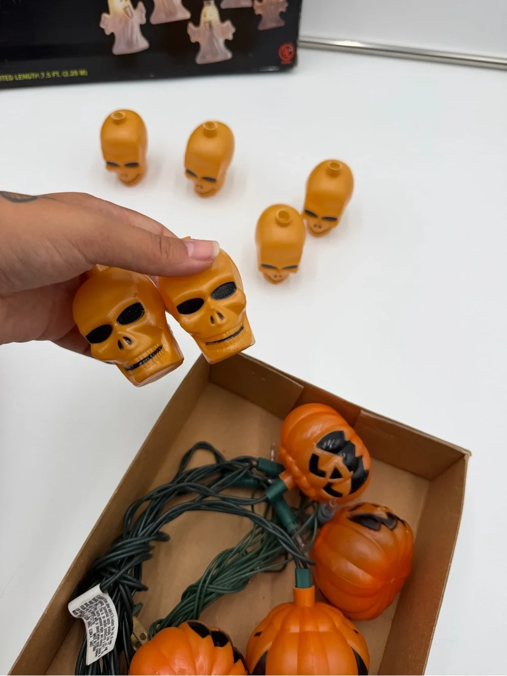Vintage Halloween String Light Lot Ghost Skull Pumpkin Indoor Outdoor Decor